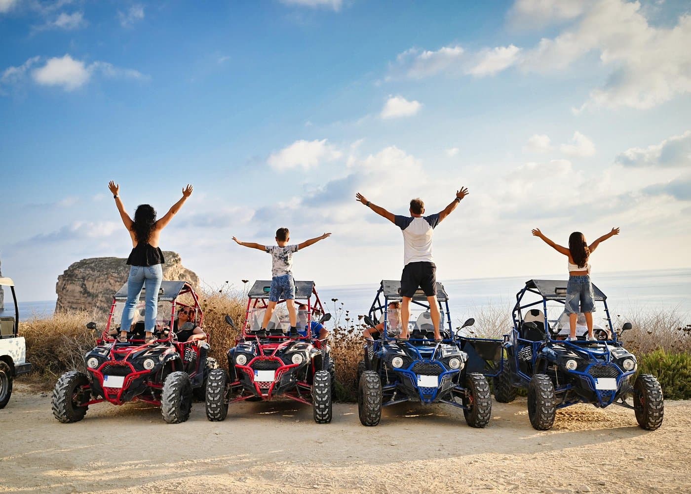Sunset buggy combo day with a Comino stop and golden-hour ride on Gozo.