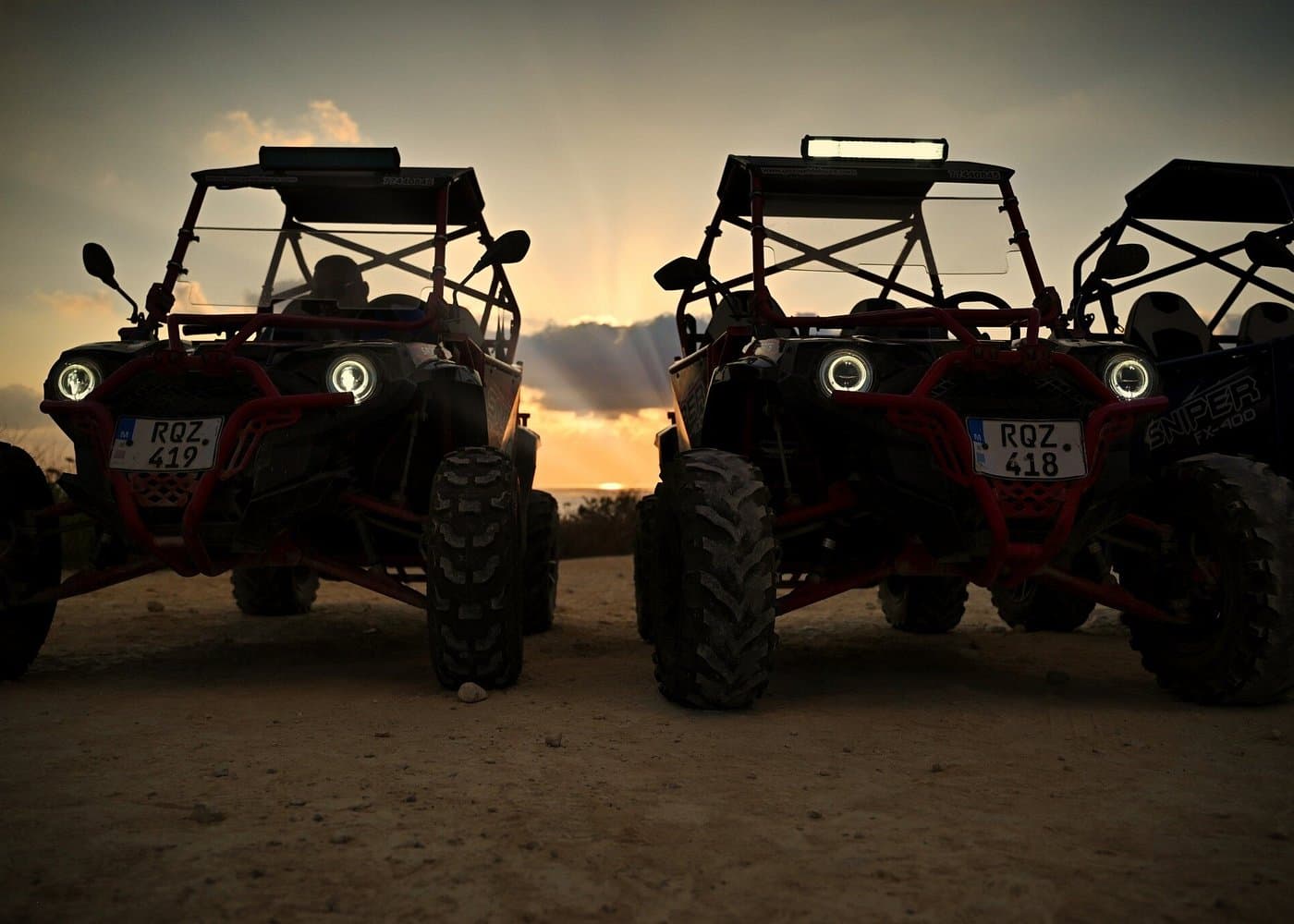 Pride sunset buggy along Gozo countryside.