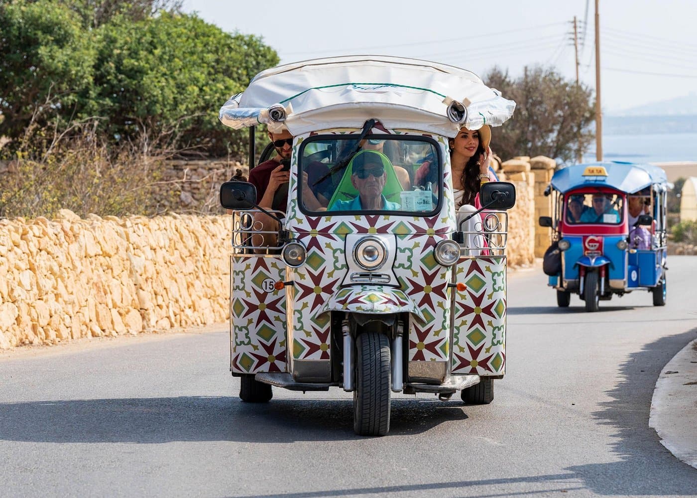 Chauffeured tuk tuk tour around Gozo with a Blue Lagoon boat.